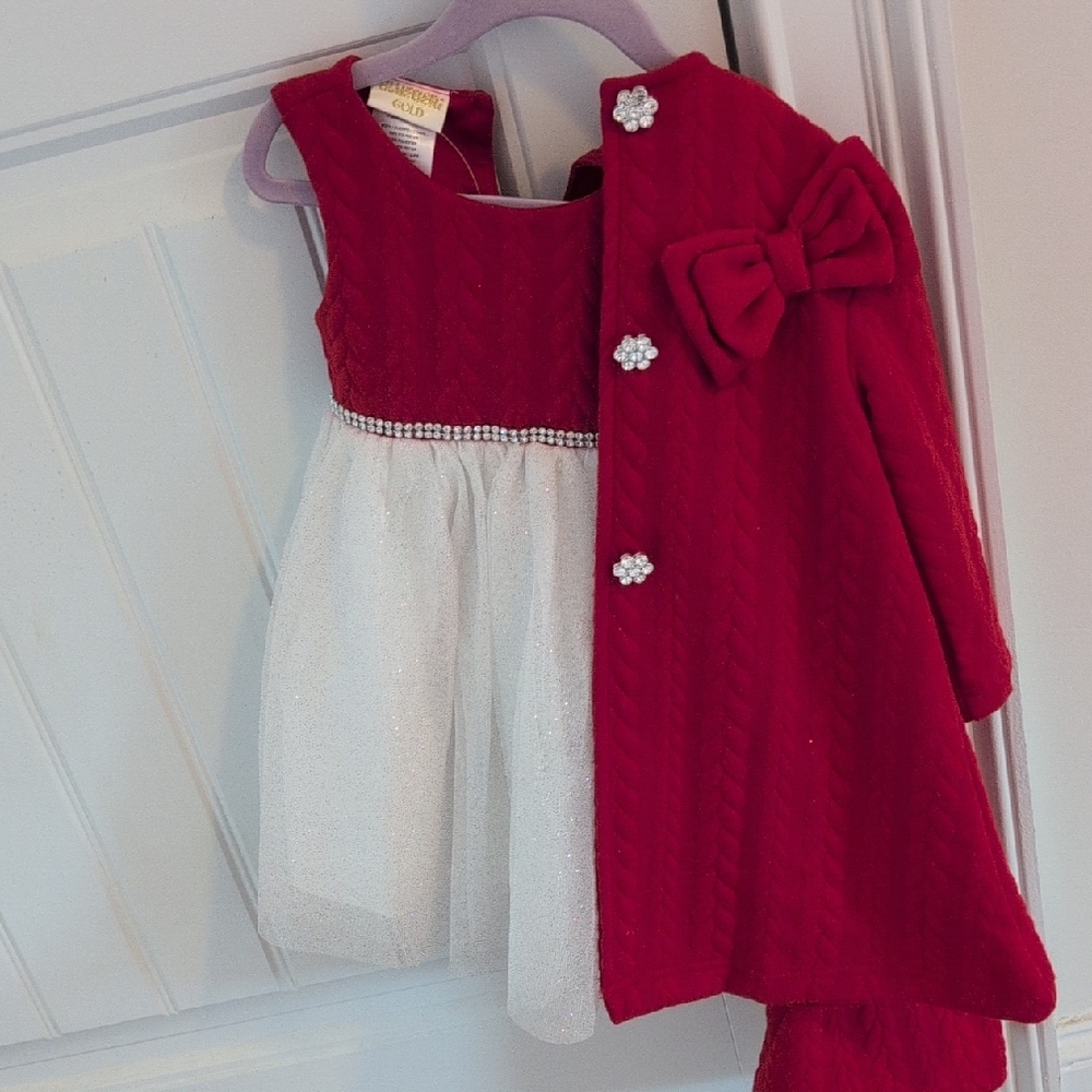 Elegant Red and White Kids Formal Dress Set